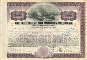 Lake Shore and Michigan Southern Railway Co. signed by Jennie Drummond Fargo